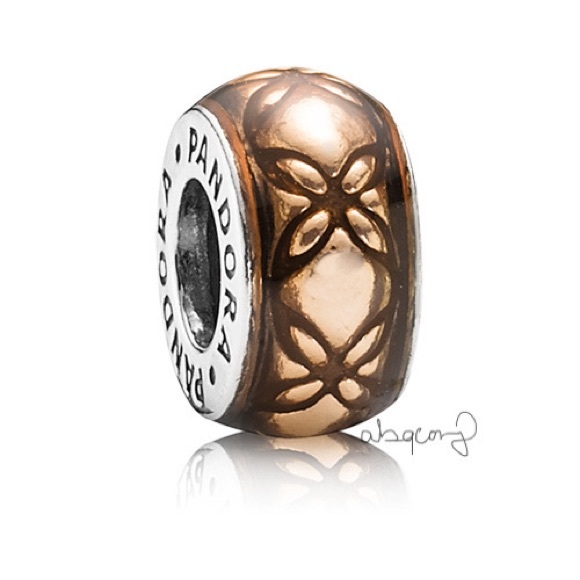 EUC Pandora 791034EN29 Sterling Silver Golden Floral Vintage Spacer Charm - Picture 1 of 9